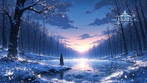 冬日湖泊少女