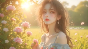逆光追颜女孩