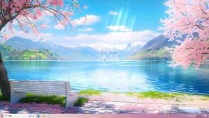 幽静樱花湖畔