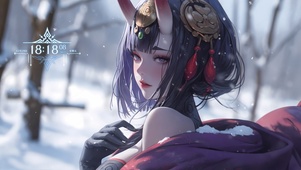 冰雪恶魔角紫发少女