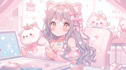 4K 可爱萌妹 粉色恋爱的感觉