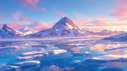 冬日冰封的高山湖泊