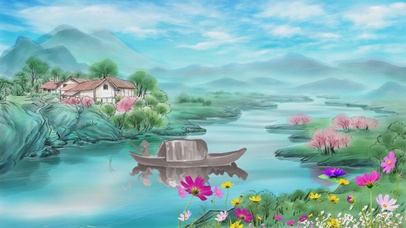 中国风彩色水墨风景画