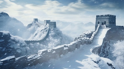 风雪中的长城