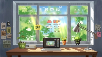 唯美卡通阳光电脑房间