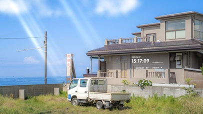 唯美治愈夏日蓝天乡村房屋