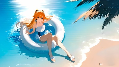 十四行诗-海边泳装少女