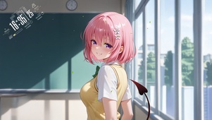 唯美教室粉发少女