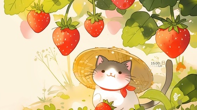 可爱草莓猫咪