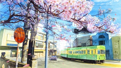 樱花树的转角街道(动漫动态壁纸) - 动态壁纸下载 - 元气壁纸