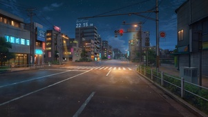唯美日系城市夜晚街道