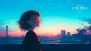 夕阳天台少女