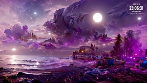 夜晚紫色的海