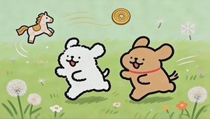 奔赴春天线条小狗