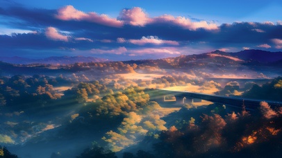 4K唯美治愈梦幻雾气动漫森林