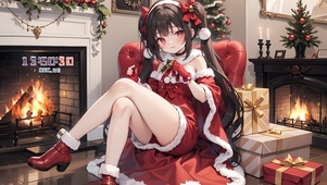 可爱红色圣诞女孩