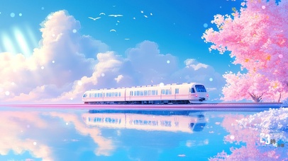 水镜樱花列车