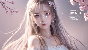 粉色桃花女孩