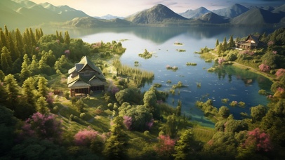 4K 静谧小屋 青山绿水