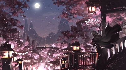 4K唯美樱花月下