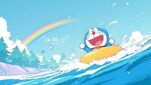 夏日泳池机器猫
