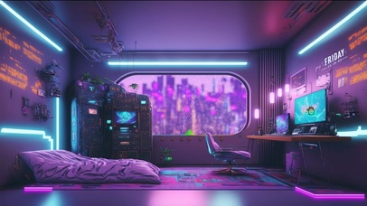 霓虹电脑卧室