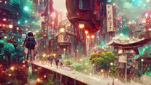 AI绘画动漫风城市