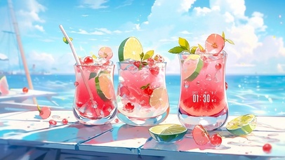 4K唯美治愈清新夏日清凉果汁