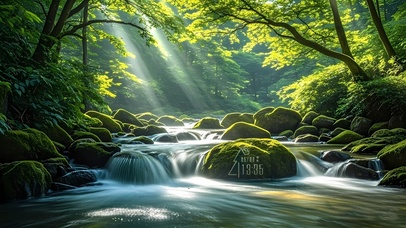 绿意森林溪流4K