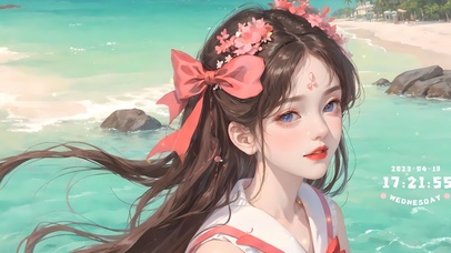 海边清纯少女