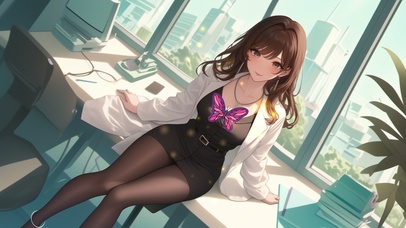 发丝乌黑亮丽,如瀑布般倾泻而下