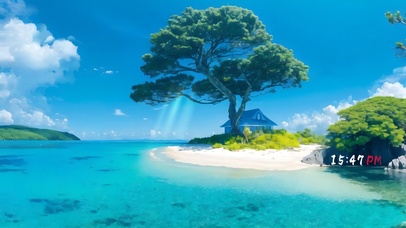 4k蔚蓝大海古树