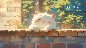 墙头眺望的小猫咪