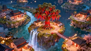 空中小岛古镇过新年