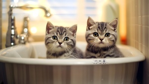 浴缸可爱狸花猫