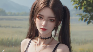 4K可爱马尾辫女孩