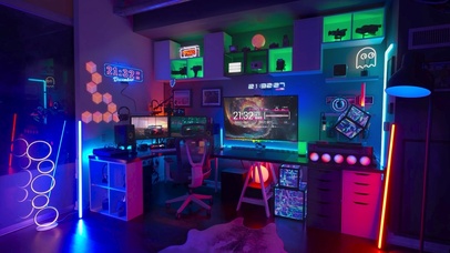 4K炫酷霓虹电脑房间