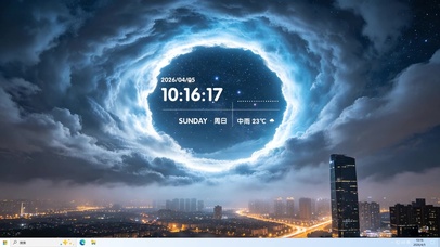 现代城市蓝色光环