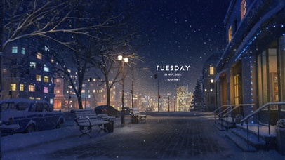 4K唯美治愈雪夜动漫街道