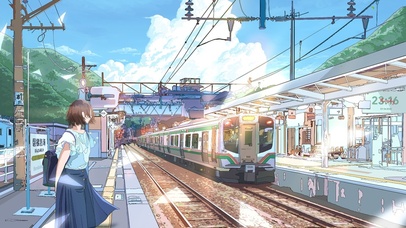 4k 治愈夏日火车站少女