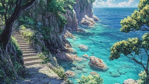 宫崎骏风格海景