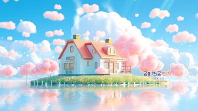 护眼浪漫湖心小屋