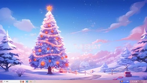 唯美雪中圣诞树