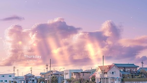 4K清新治愈日系夕阳小镇