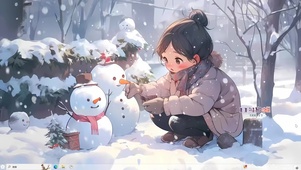 下雪天堆雪人