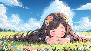 4k草地上女孩