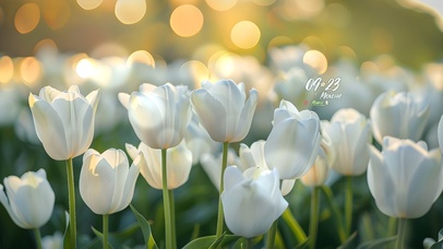 白色郁金香花海