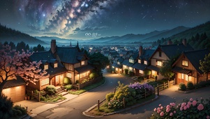 4K唯美治愈星空古镇夜景