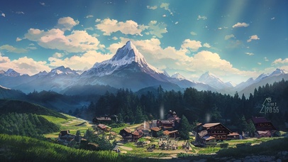 神山之下 ai创作壁纸