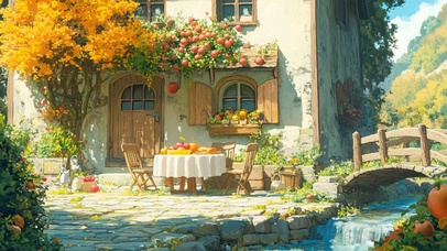 小屋门前的下午茶时光